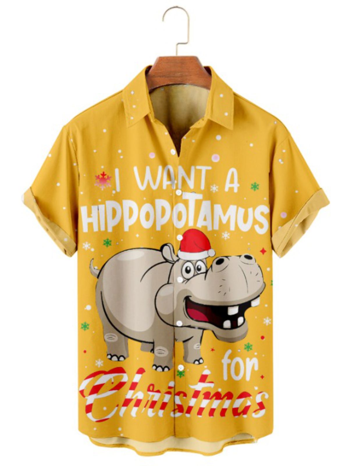 Hippo Printed Christmas Celebration Shirt