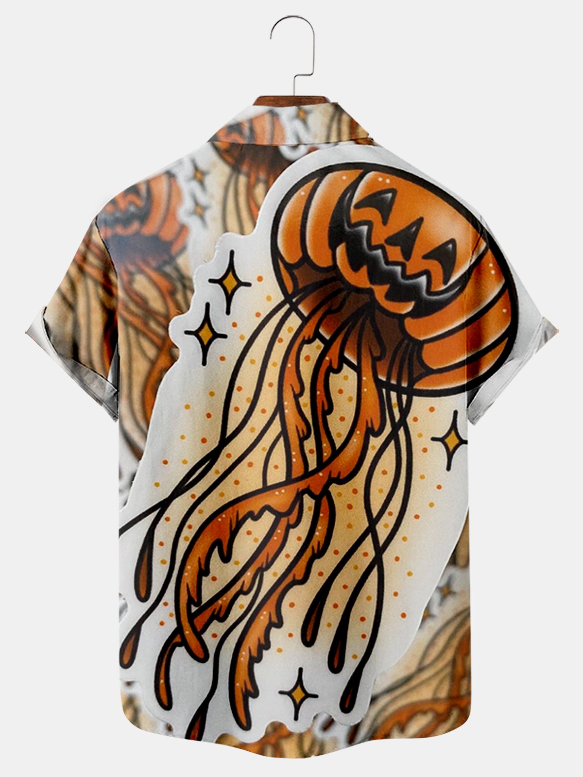 Jellyfish Print Casual Loose Short Sleeve Shirt