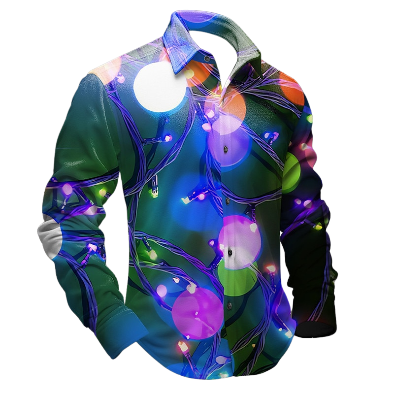 Lanterns Printed Christmas Themed Shirt