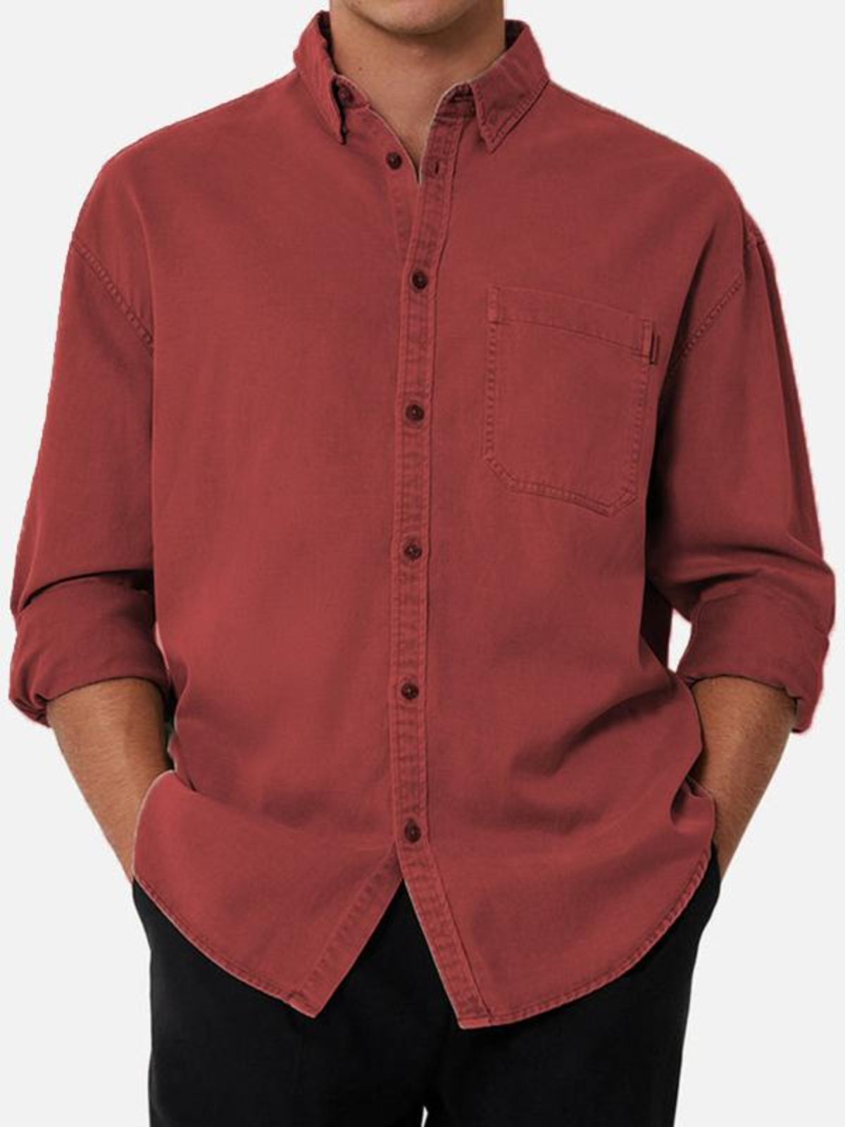Linen Like Long Sleeved Shirt