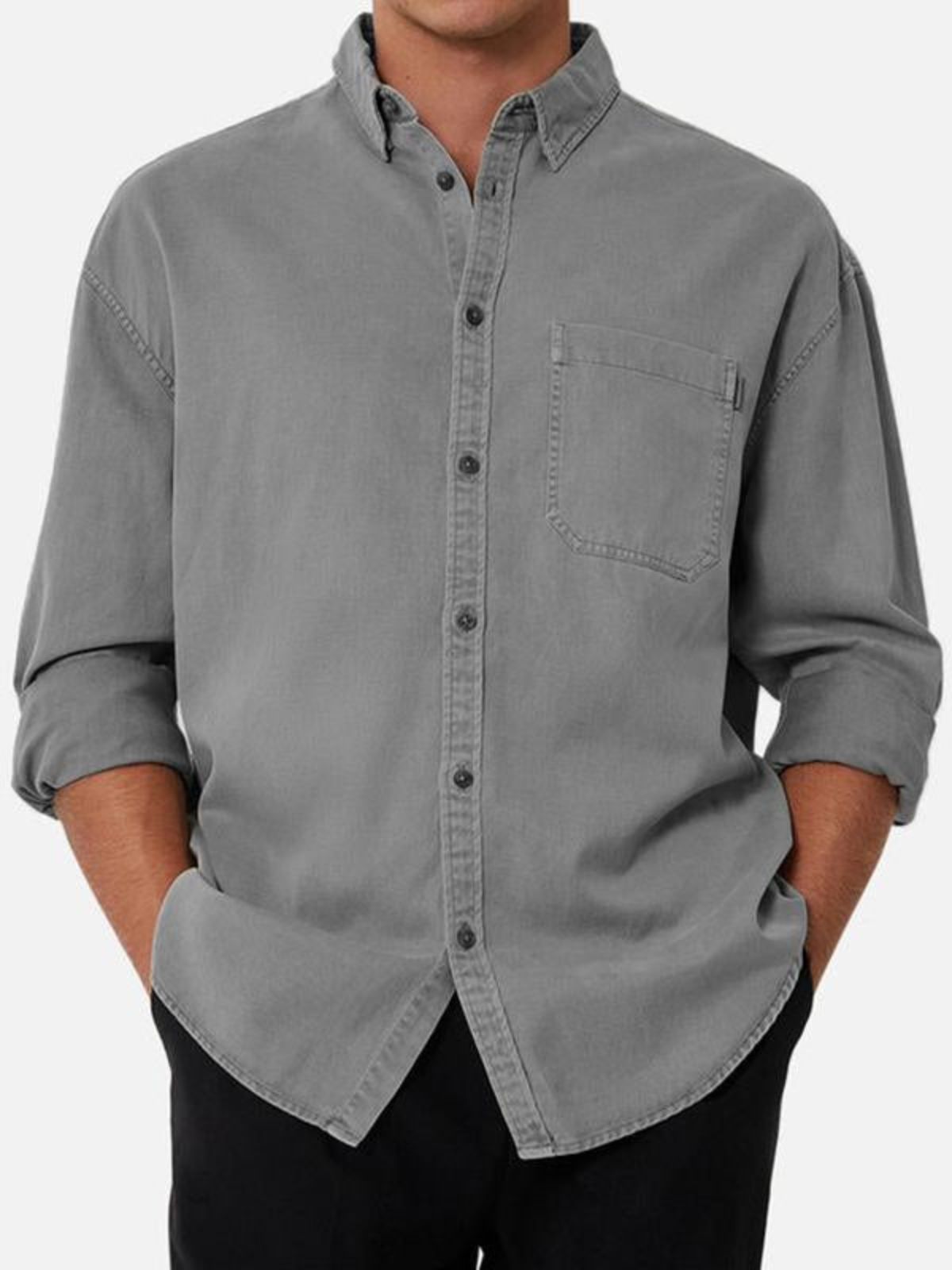 Linen Like Long Sleeved Shirt