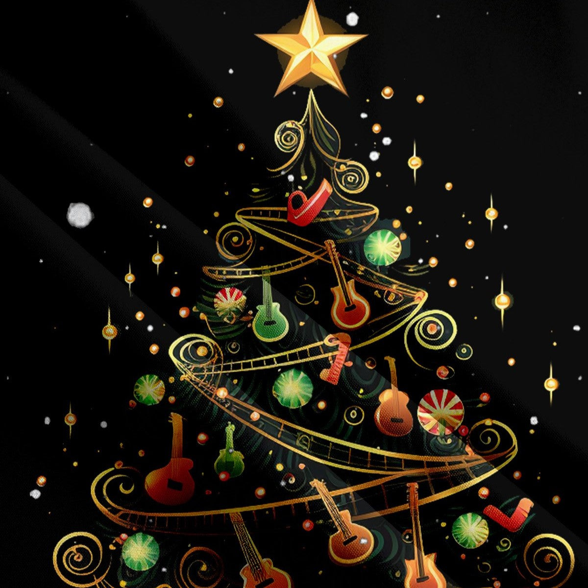 Musical Christmas Tree Print Short Sleeve Shirt