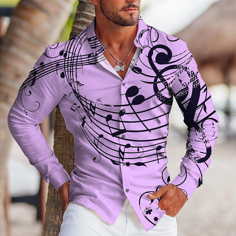 Musical Note Print Party Shirt