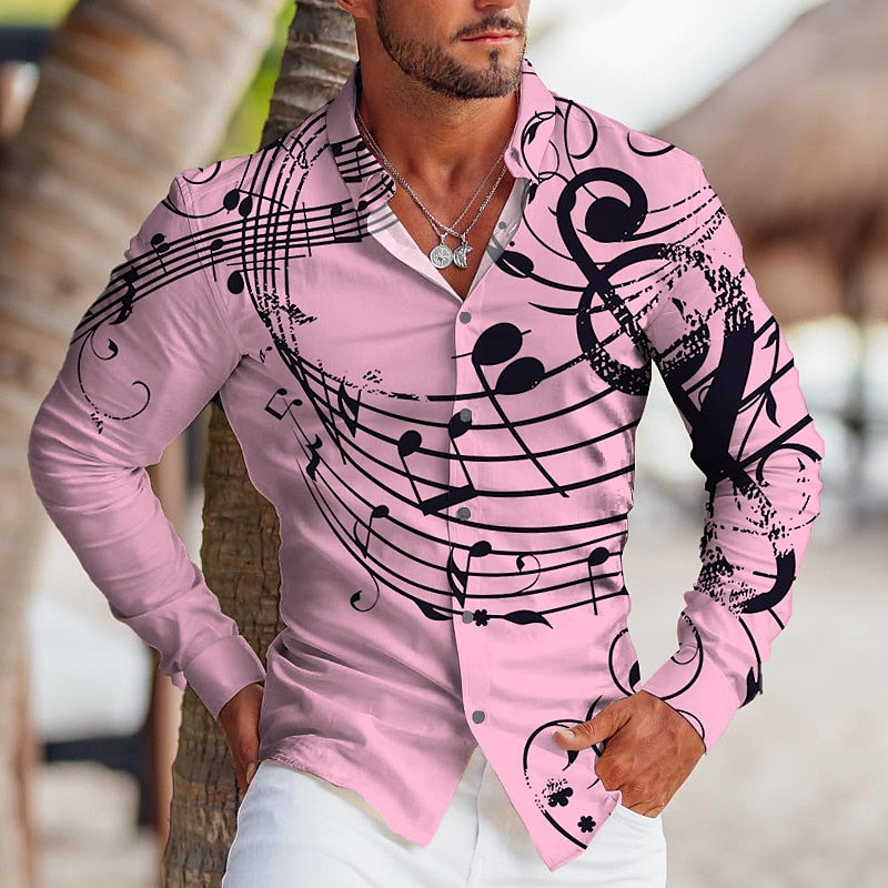 Musical Note Print Party Shirt