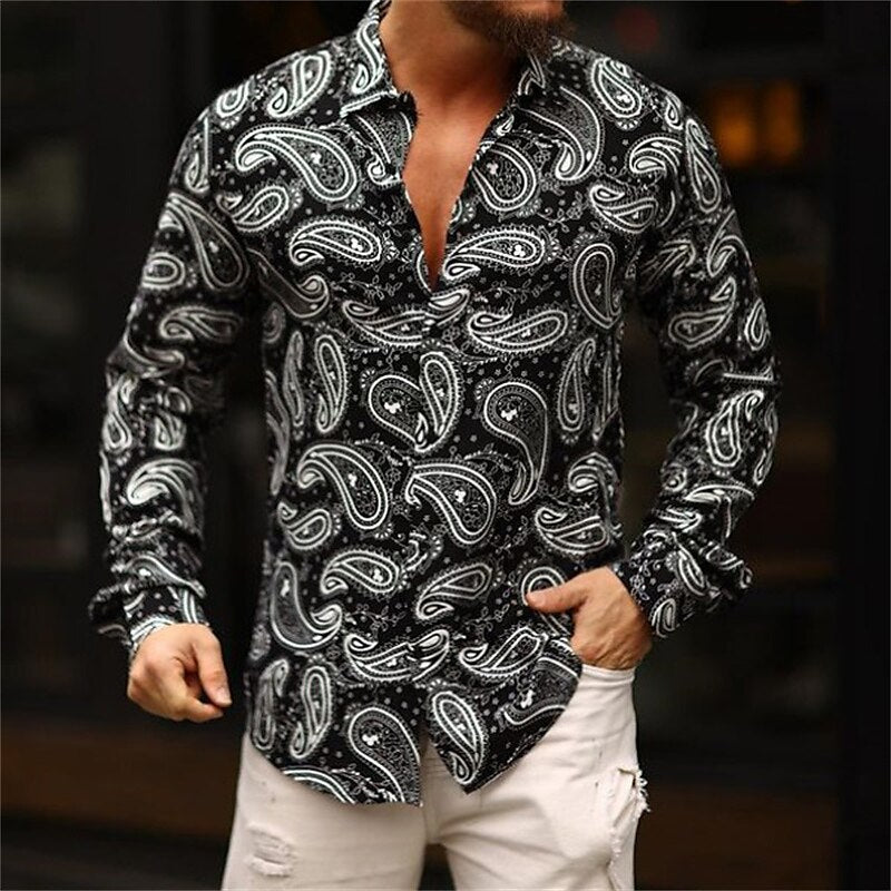 Paisley Print Long Sleeve Button Up Shirt