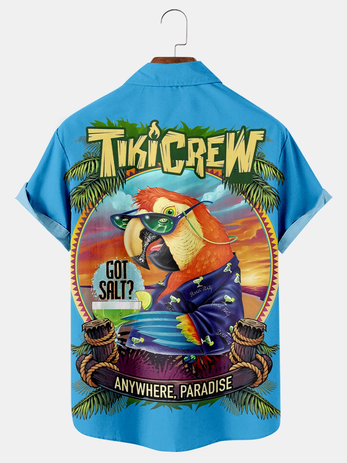 Parrot Cocktail Print Short Sleeve Shirt