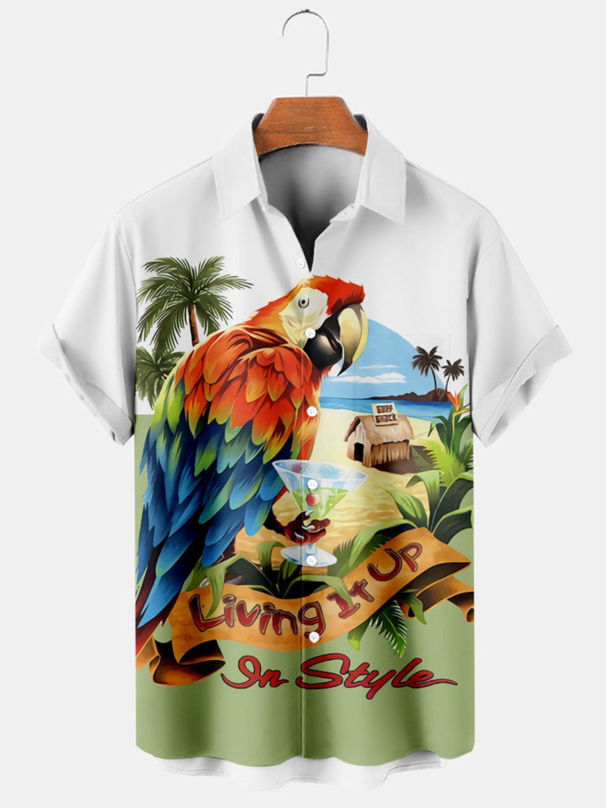 Parrot Printed Short Sleeve Shirt