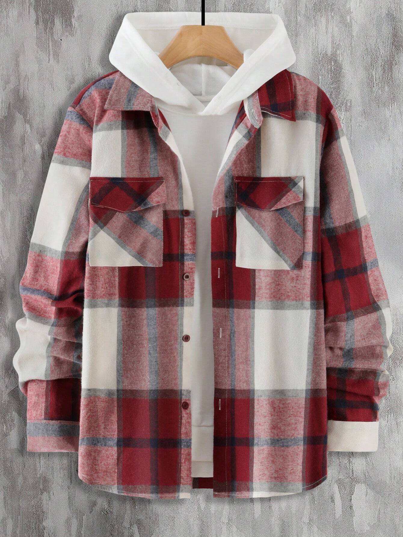 Plaid Print Flap Pocket Shirt