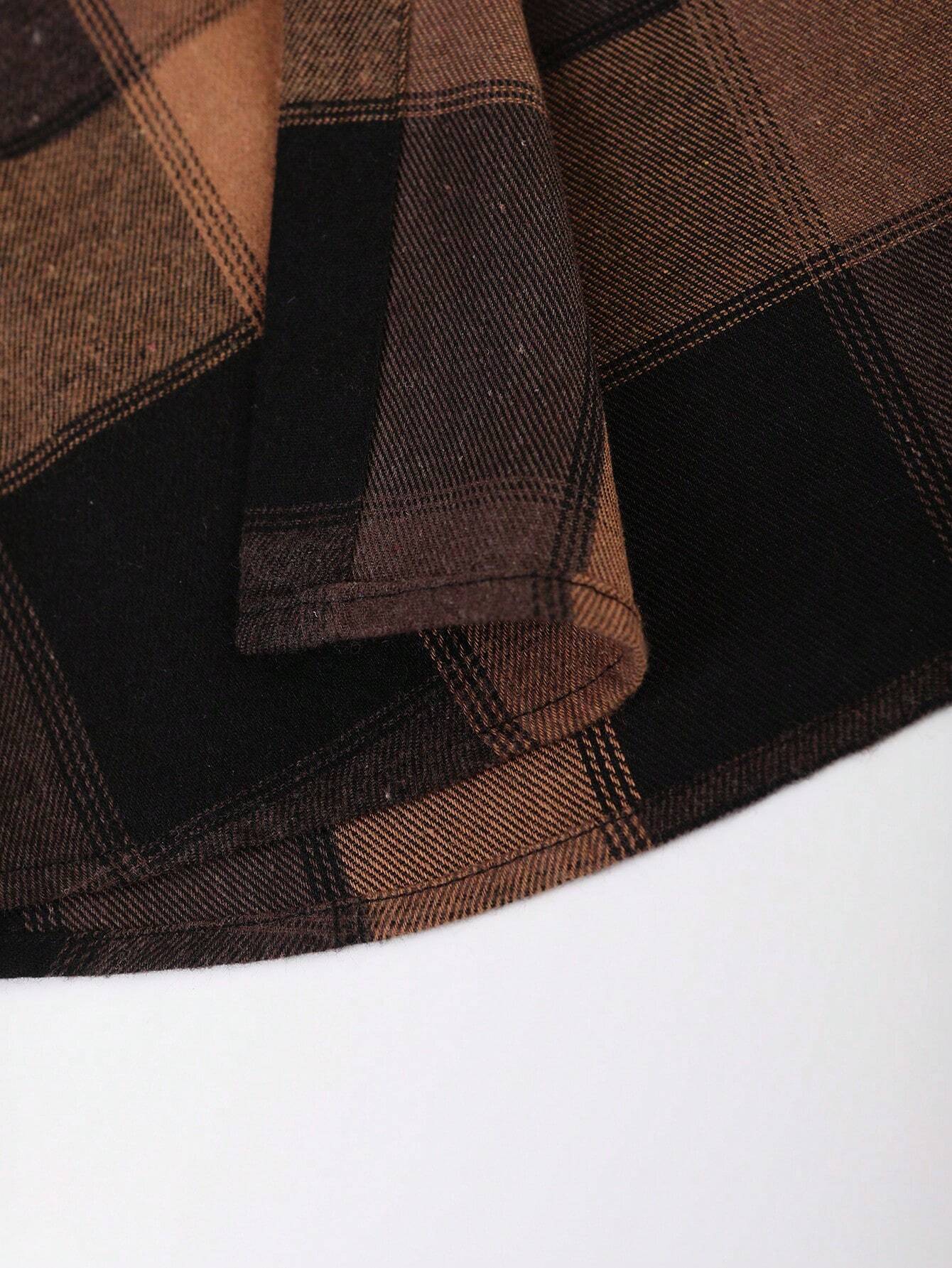 Plaid Print Flap Pocket Shirt