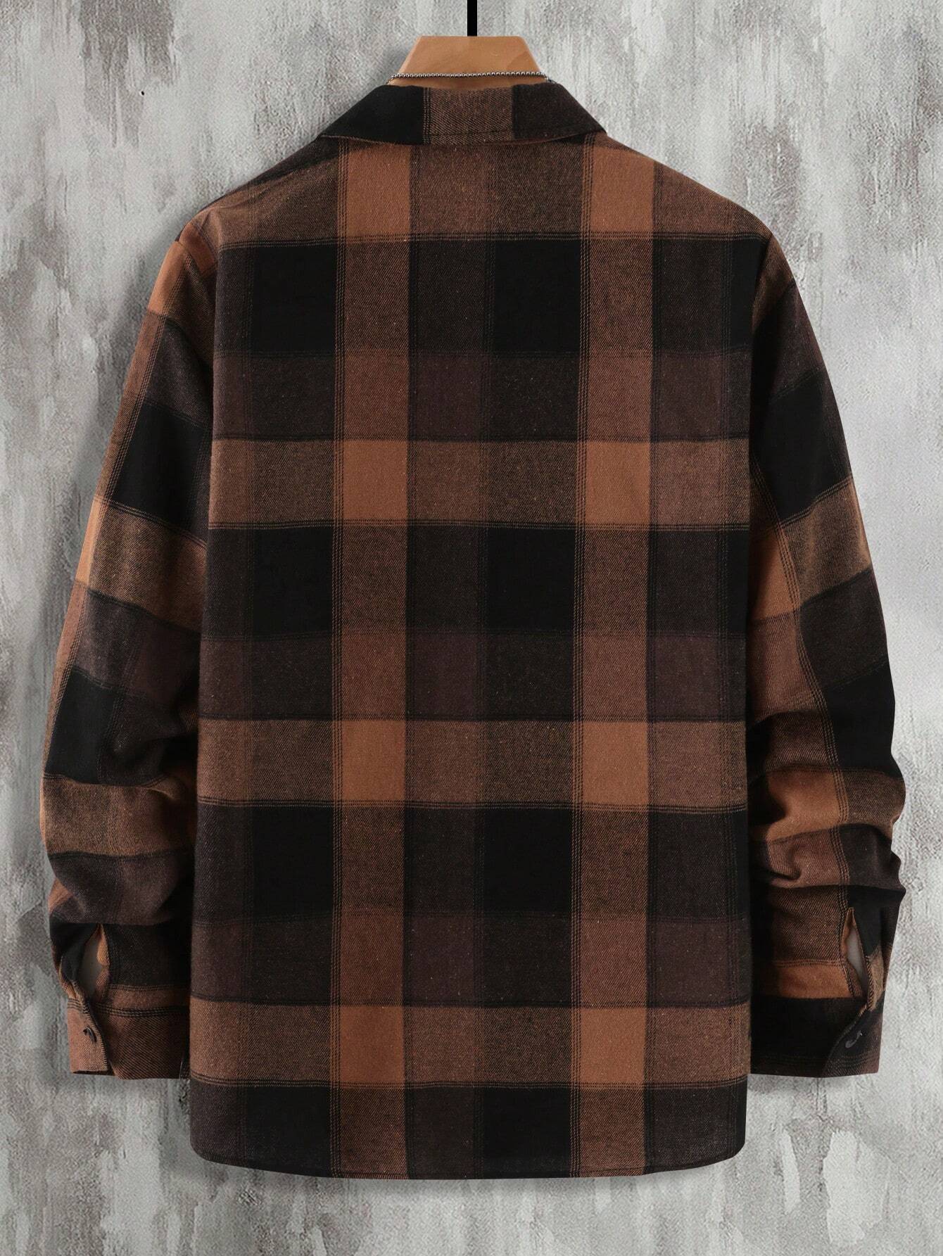 Plaid Print Flap Pocket Shirt