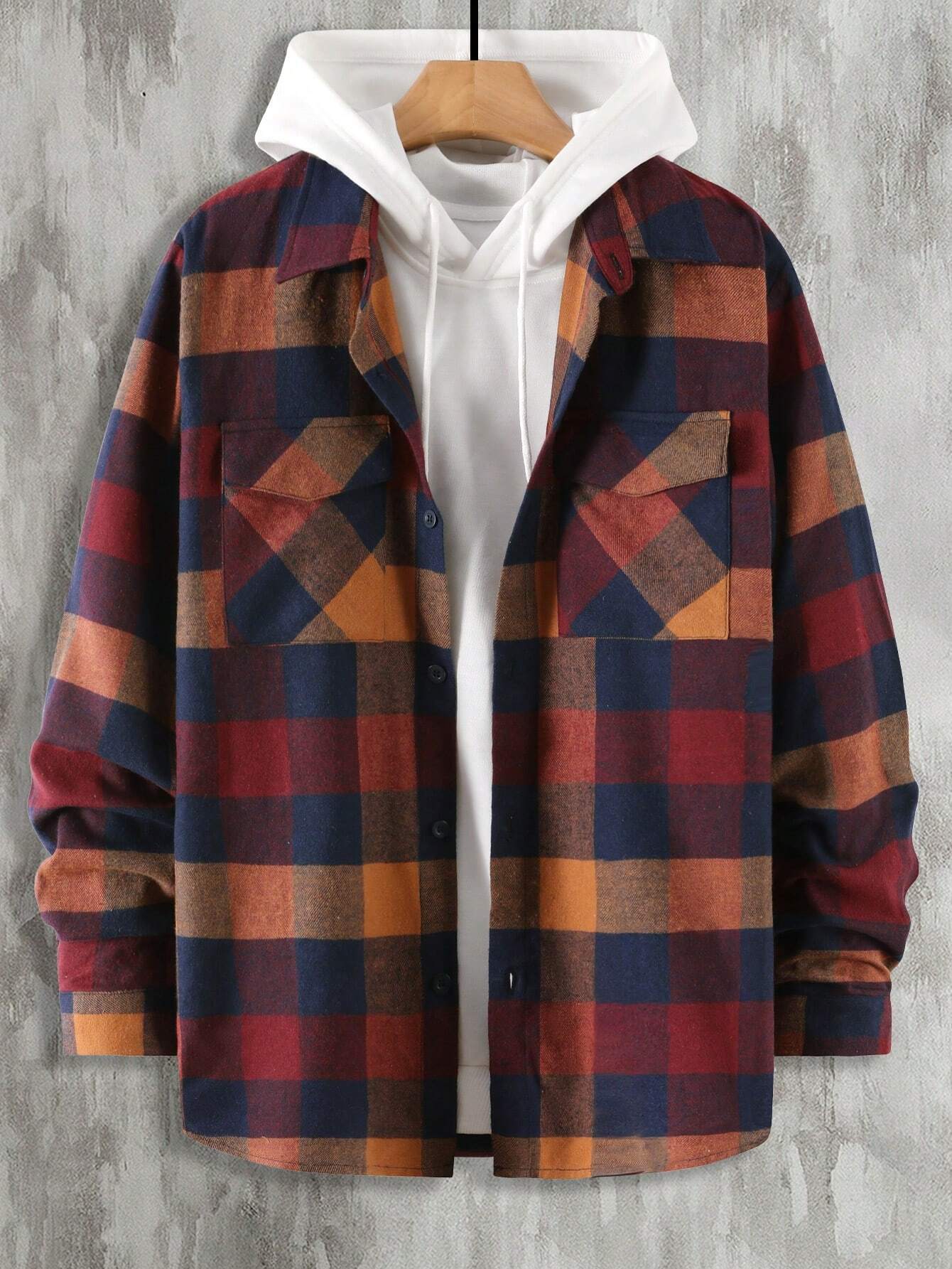 Plaid Print Flap Pocket Shirt