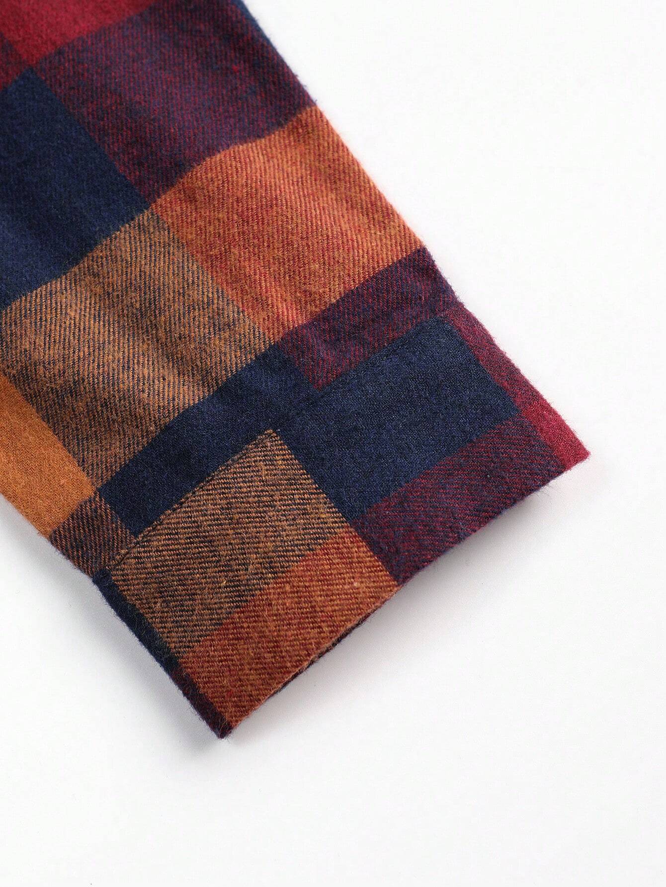 Plaid Print Flap Pocket Shirt