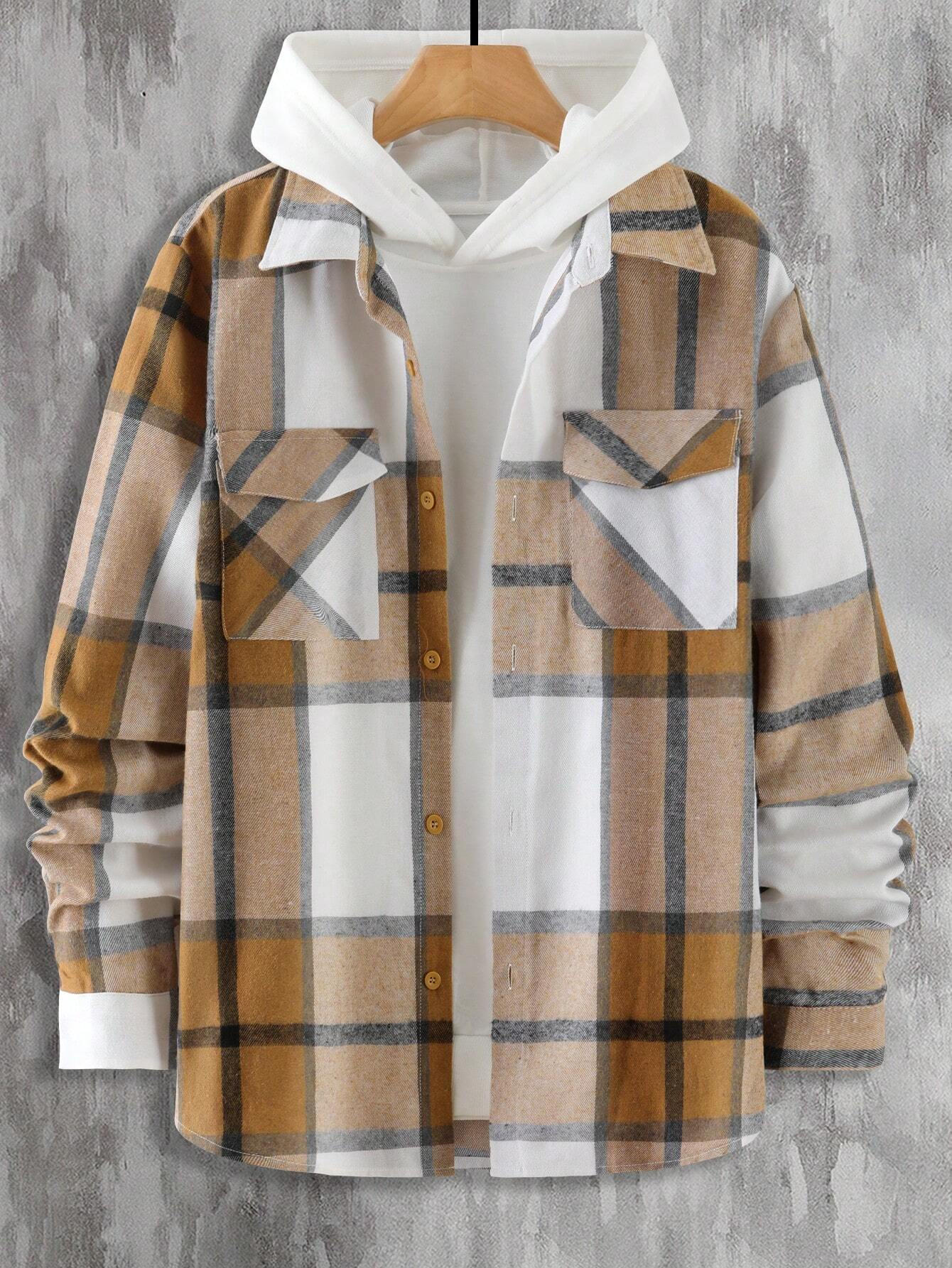 Plaid Print Flap Pocket Shirt