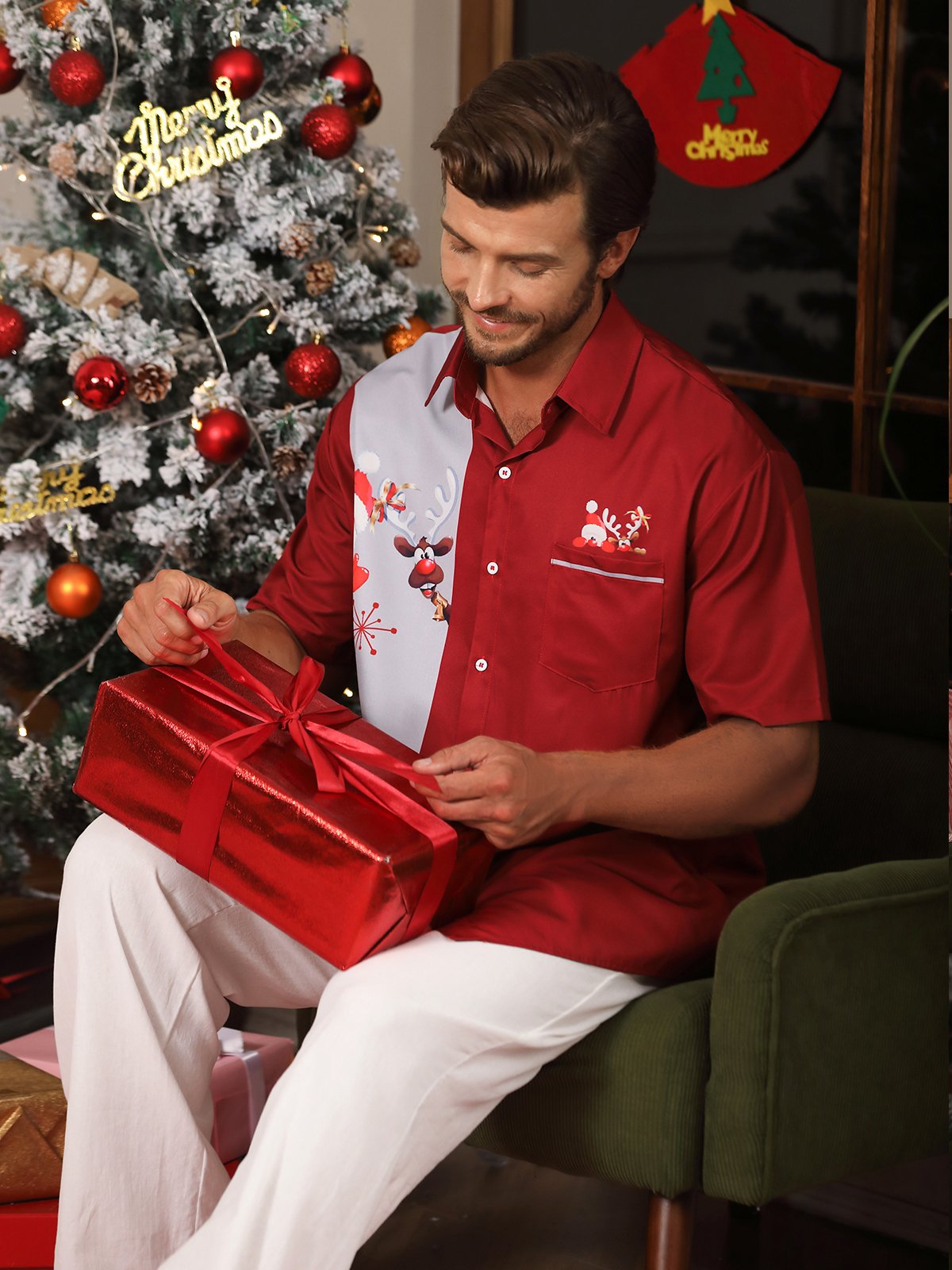 Plus Size Short Sleeved Christmas Shirt