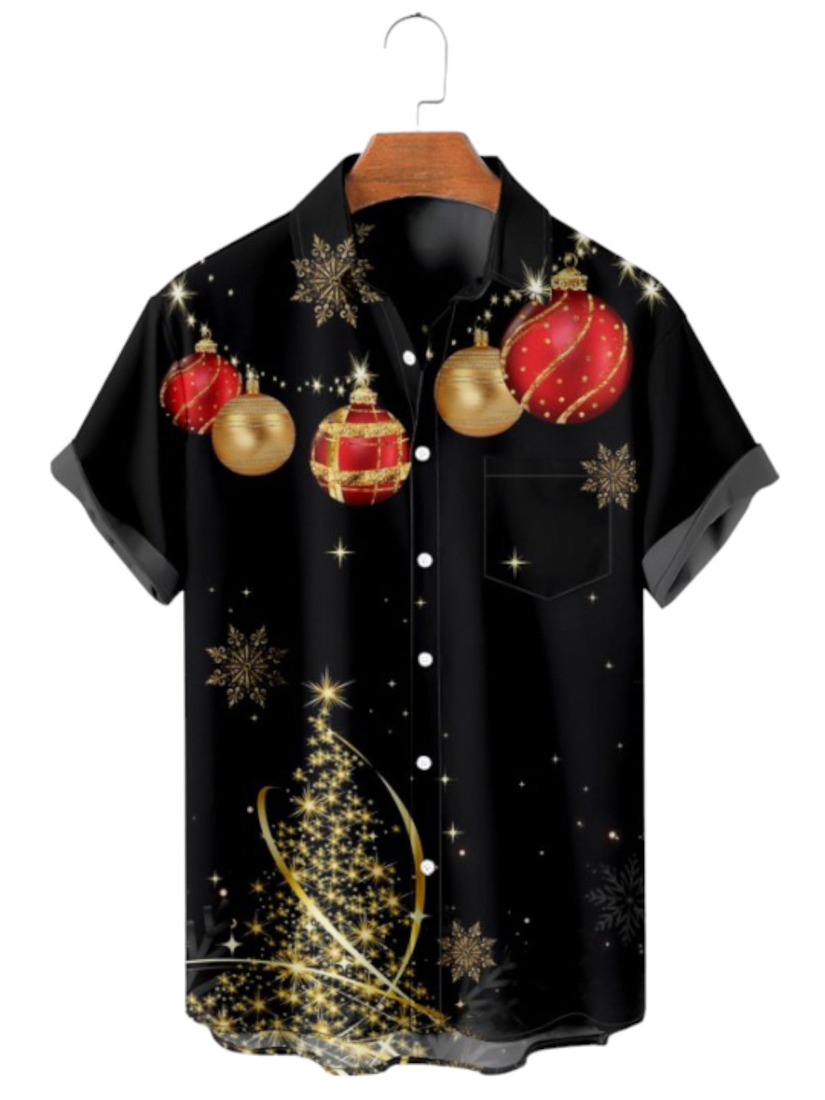 Printed Snowflakes Pocket Shirt