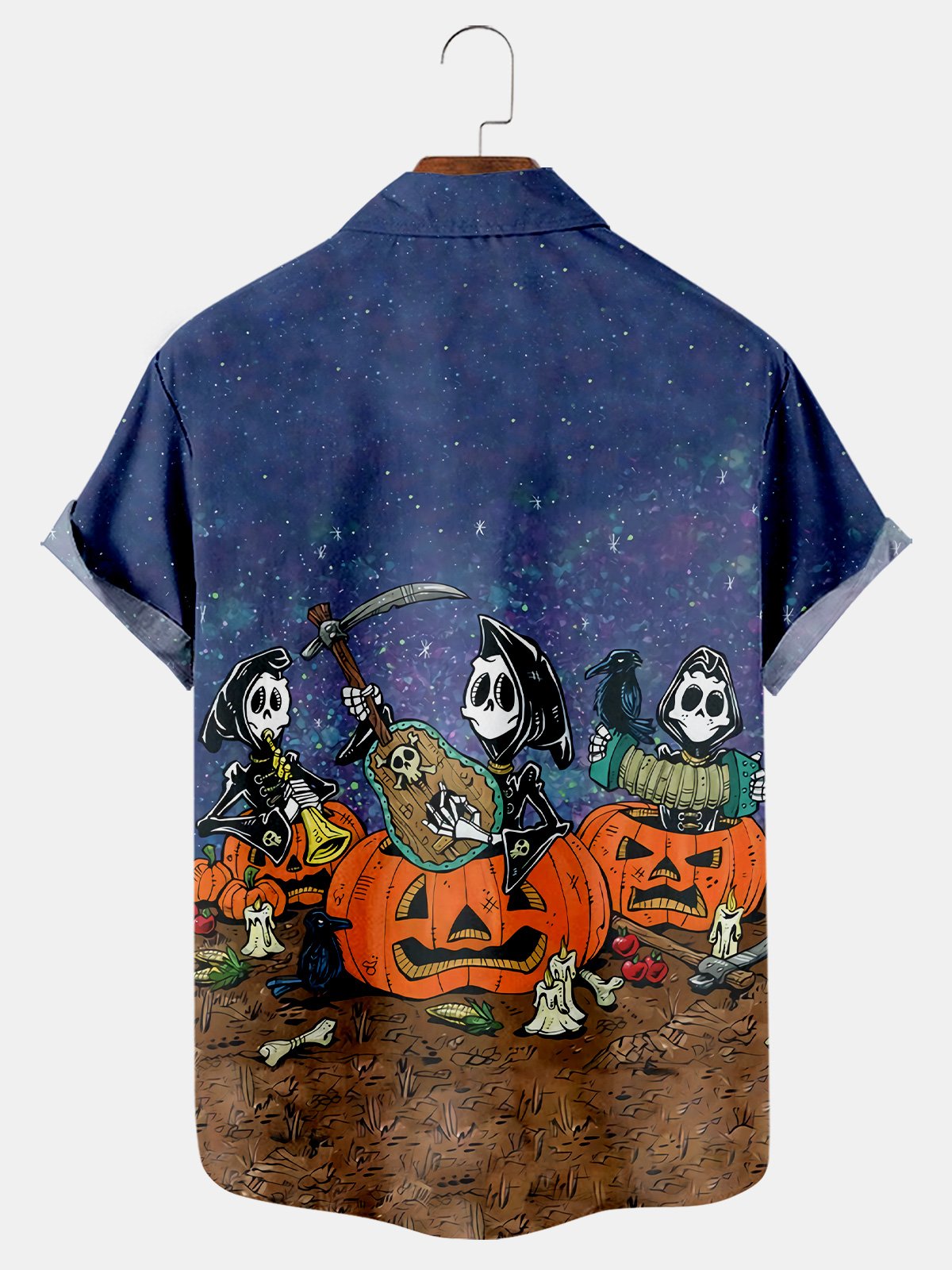 Pumpkin Print Short Sleeve Shirt