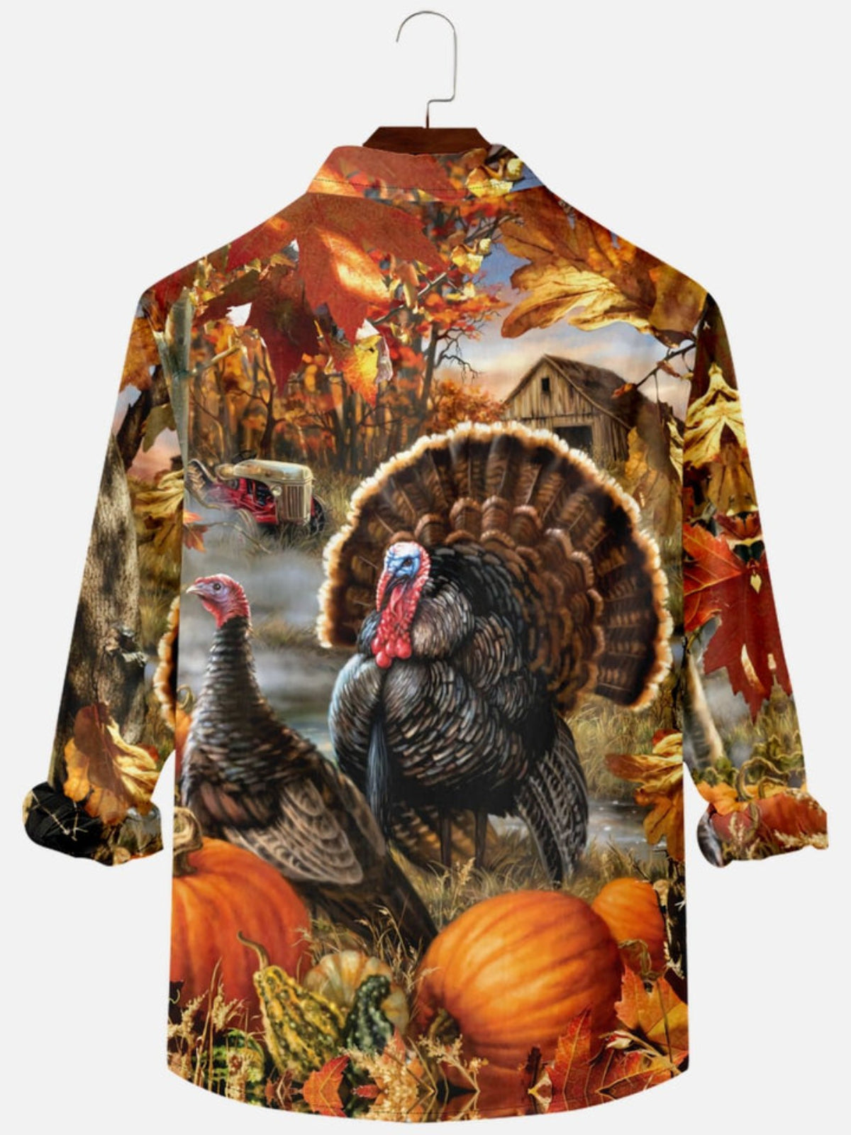 Pumpkin Turkey Printed Long Sleeve Shirt