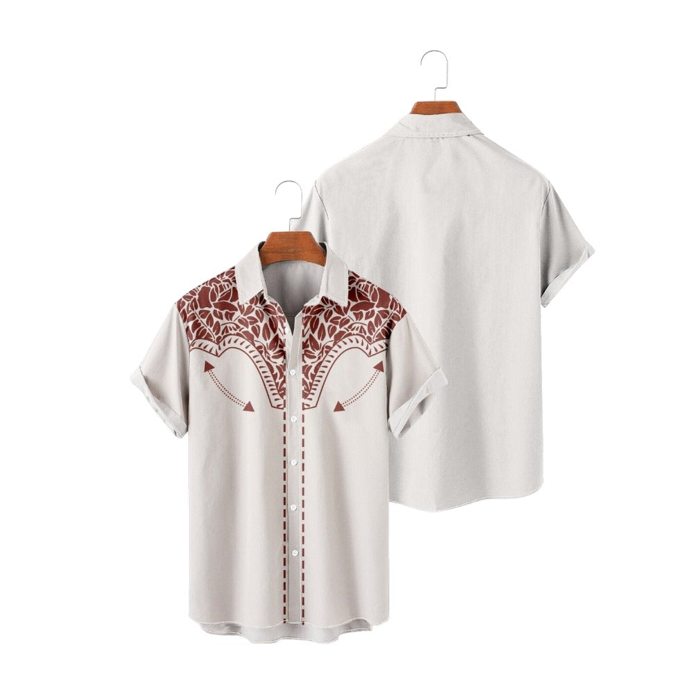 Retro Nomad Western Denim Printed Casual Shirt