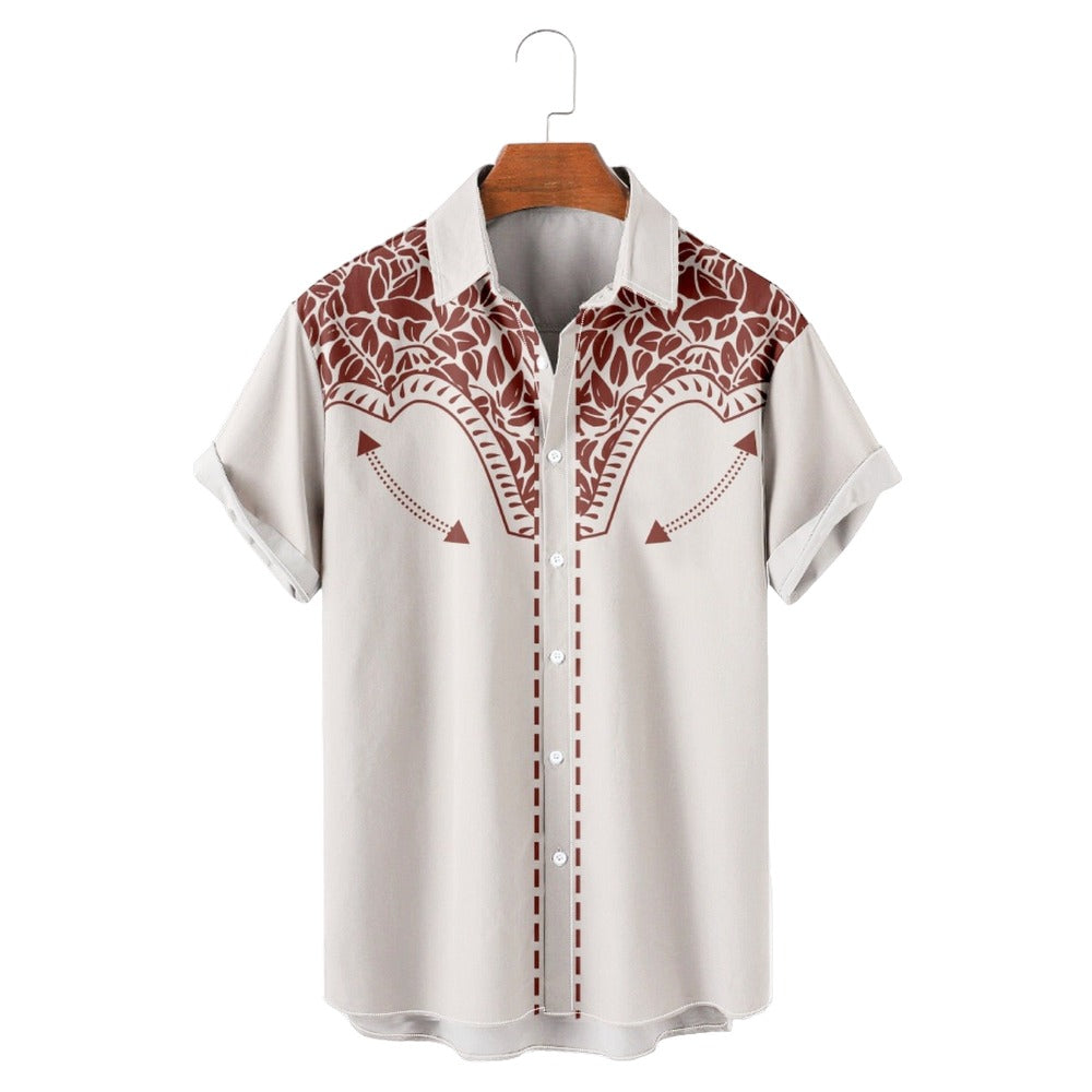 Retro Nomad Western Denim Printed Casual Shirt