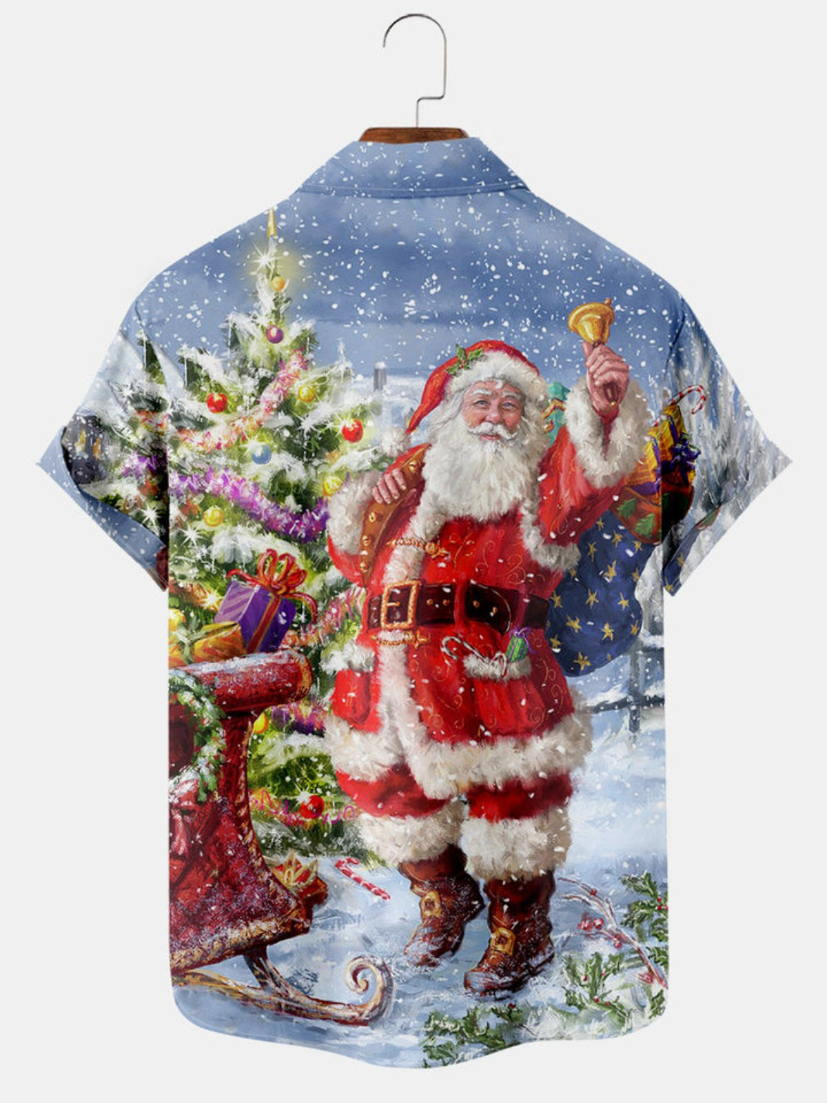 Santa Printed Short Sleeve Shirt