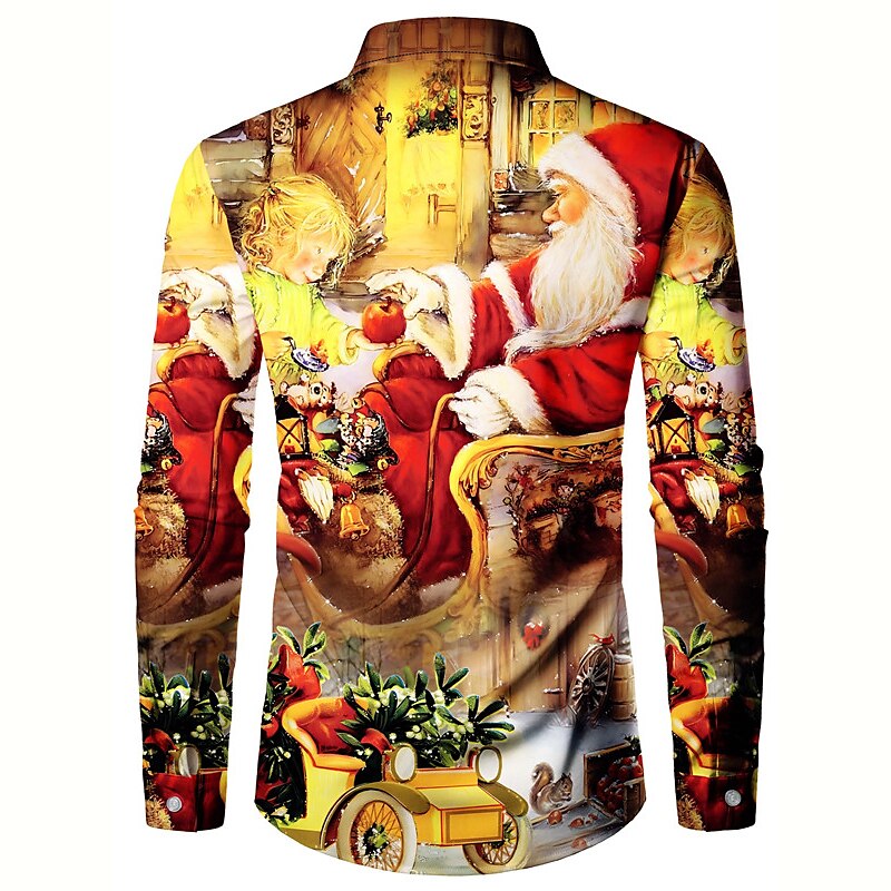 Santa Printed Stretchable Christmas Shirt