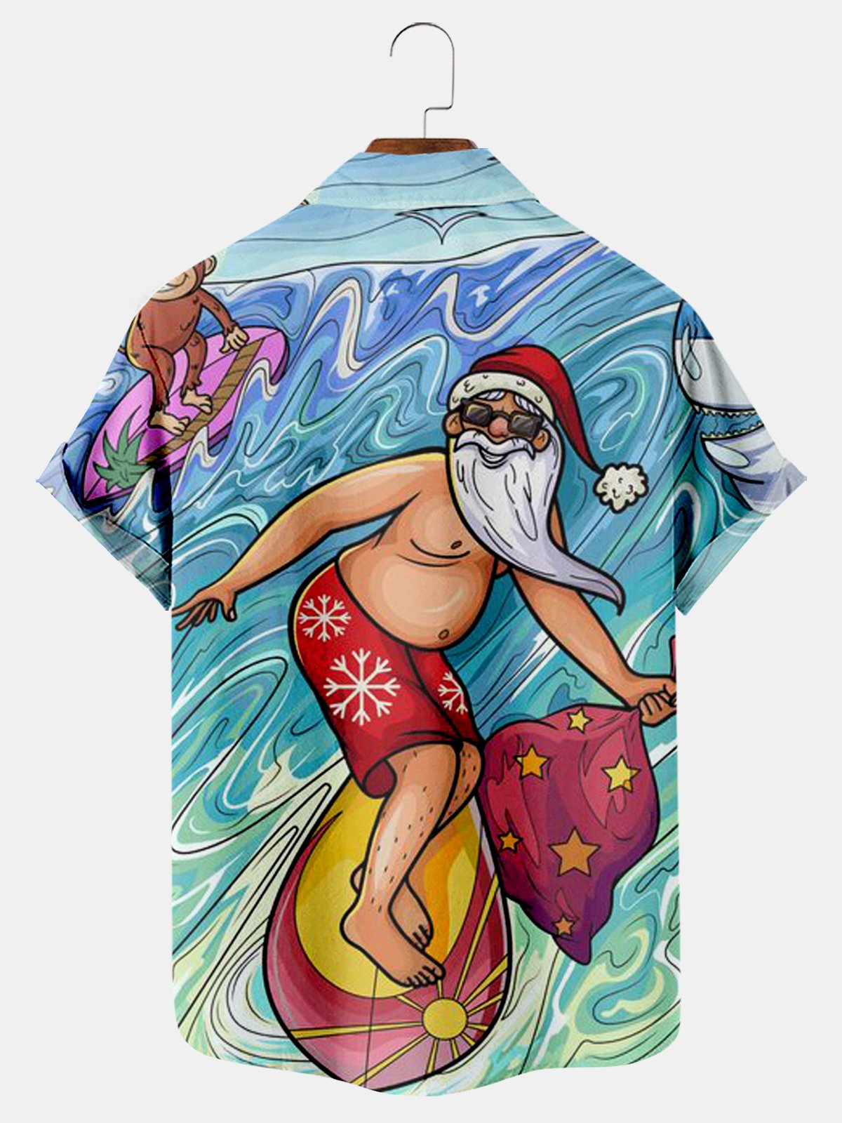 Santa Surfing Casual Shirt