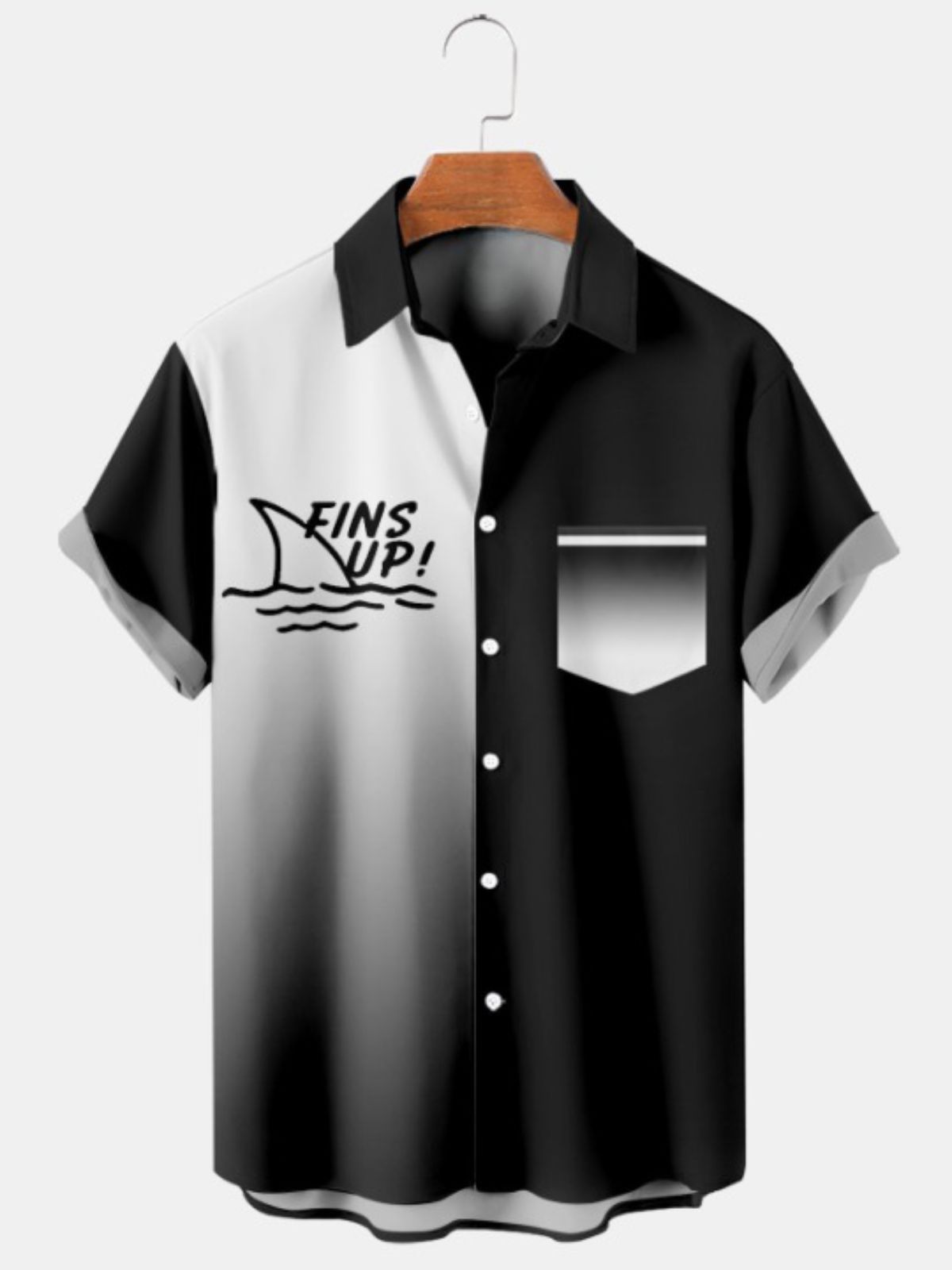 Simple Gradient Printed Short Sleeve Shirt