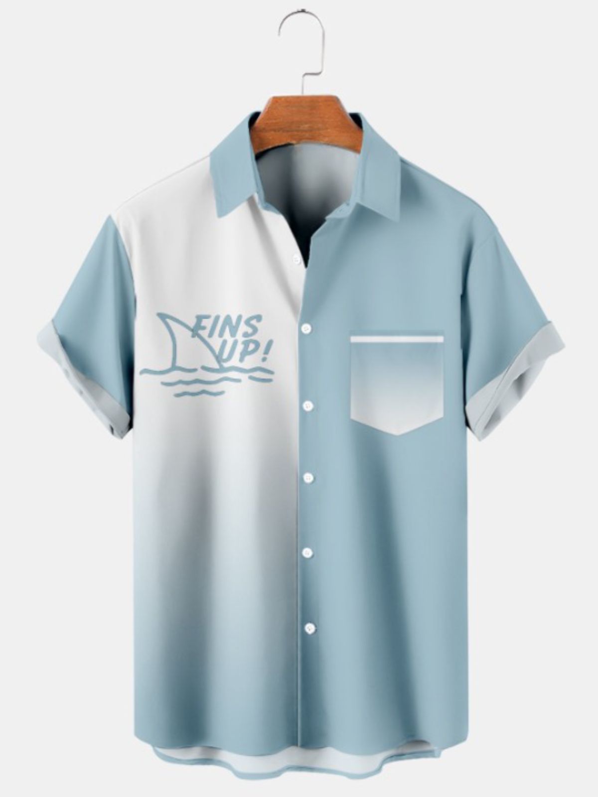 Simple Gradient Printed Short Sleeve Shirt