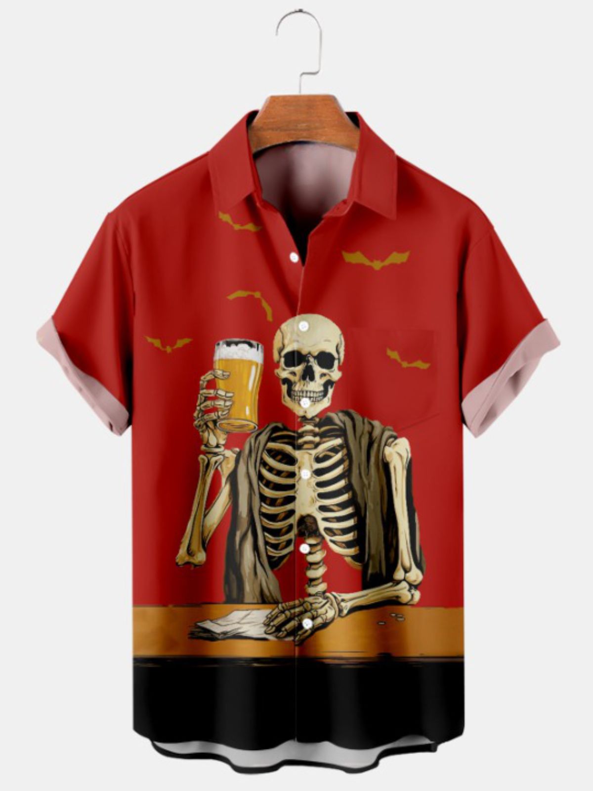 Drinking Beverage Print Short Sleeve Shirt