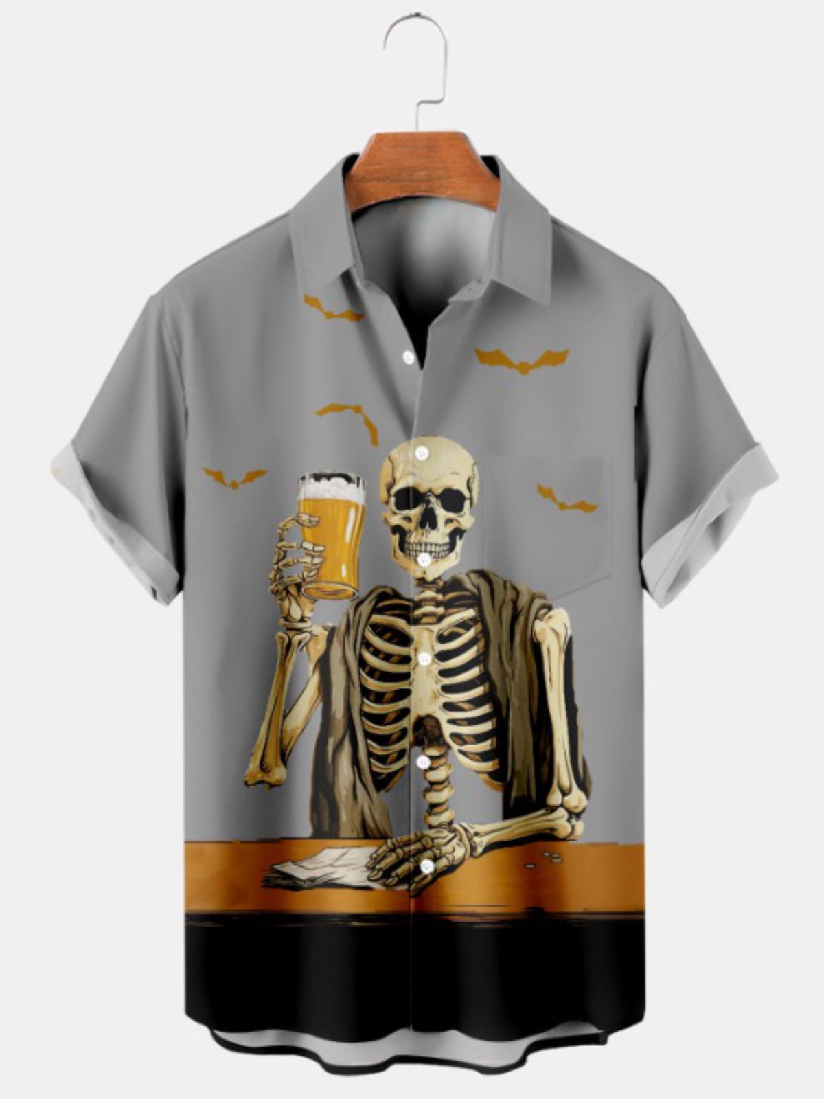 Drinking Beverage Print Short Sleeve Shirt