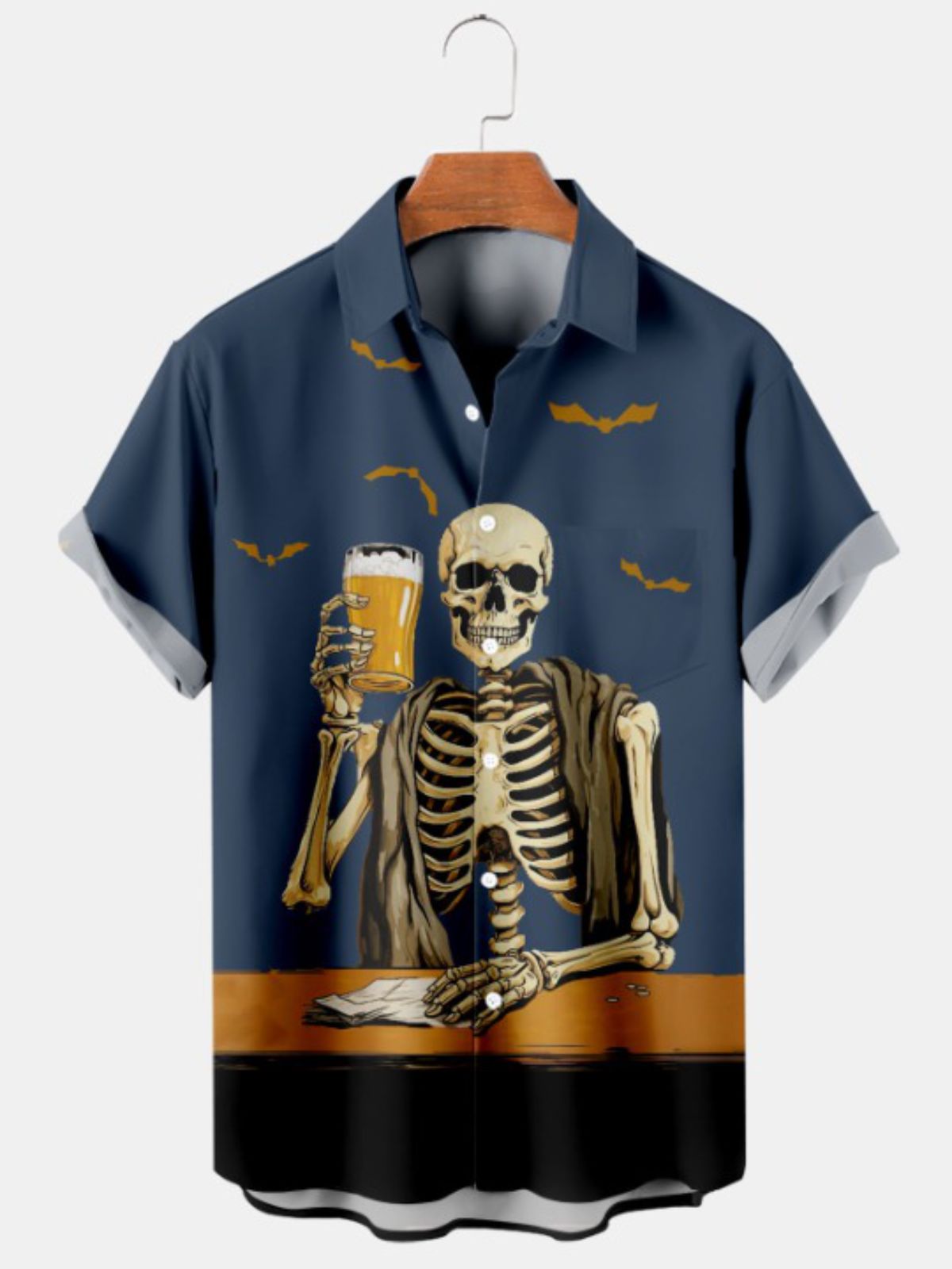 Drinking Beverage Print Short Sleeve Shirt