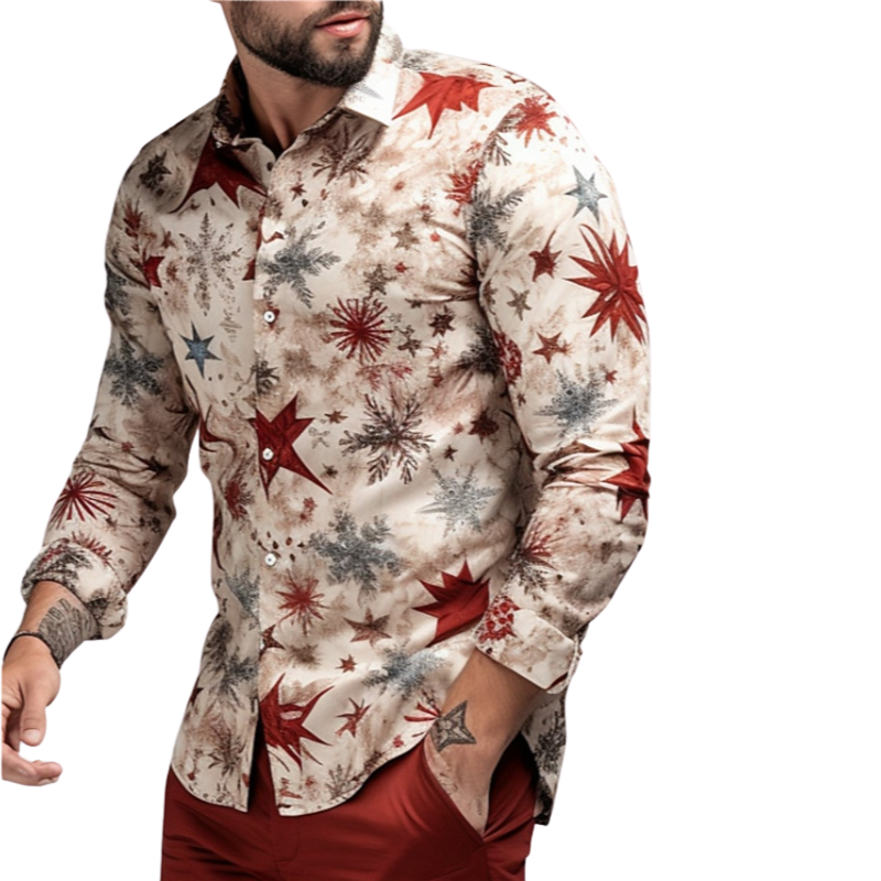 Snowflake Printed Long Sleeve Shirt