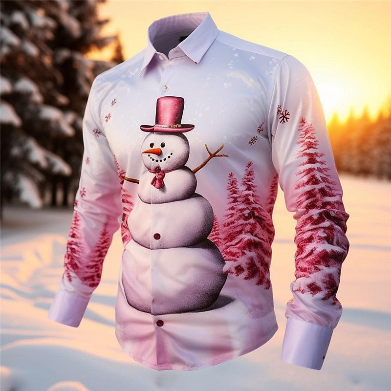Snowman Printed Festive Christmas Shirt