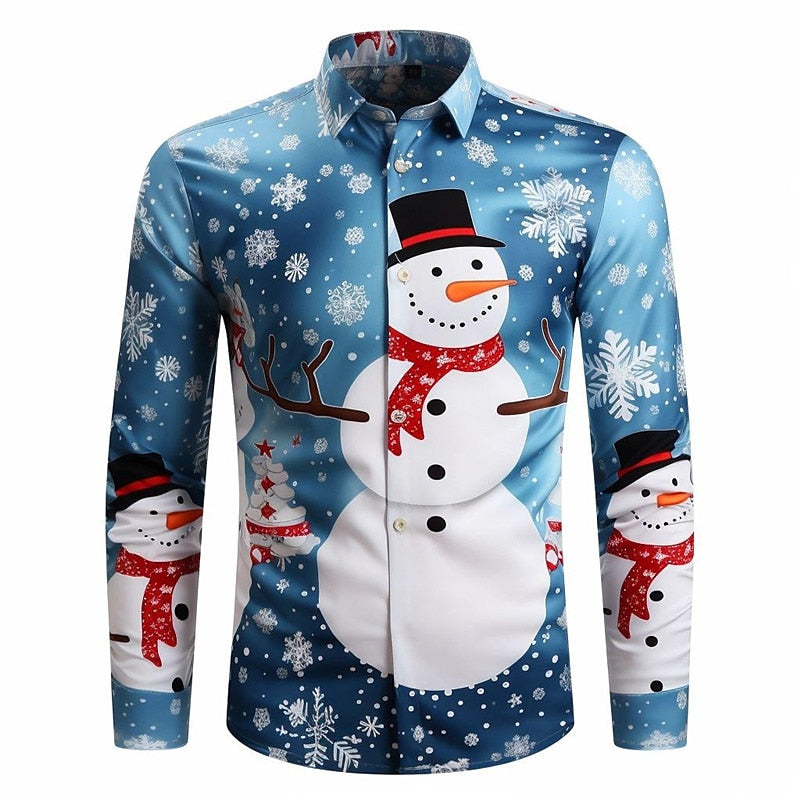 Snowman Printed Festive Christmas Shirt