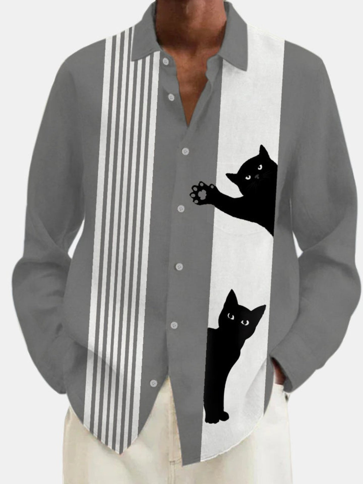 Stripe Printed Long Sleeve Shirt
