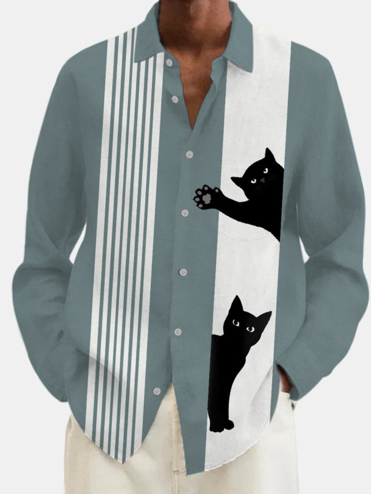 Stripe Printed Long Sleeve Shirt