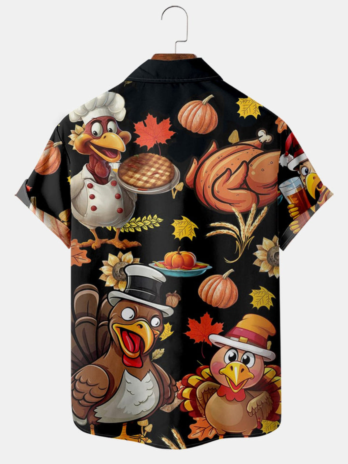 Thanksgiving Printed Pocket Short Sleeve Shirt