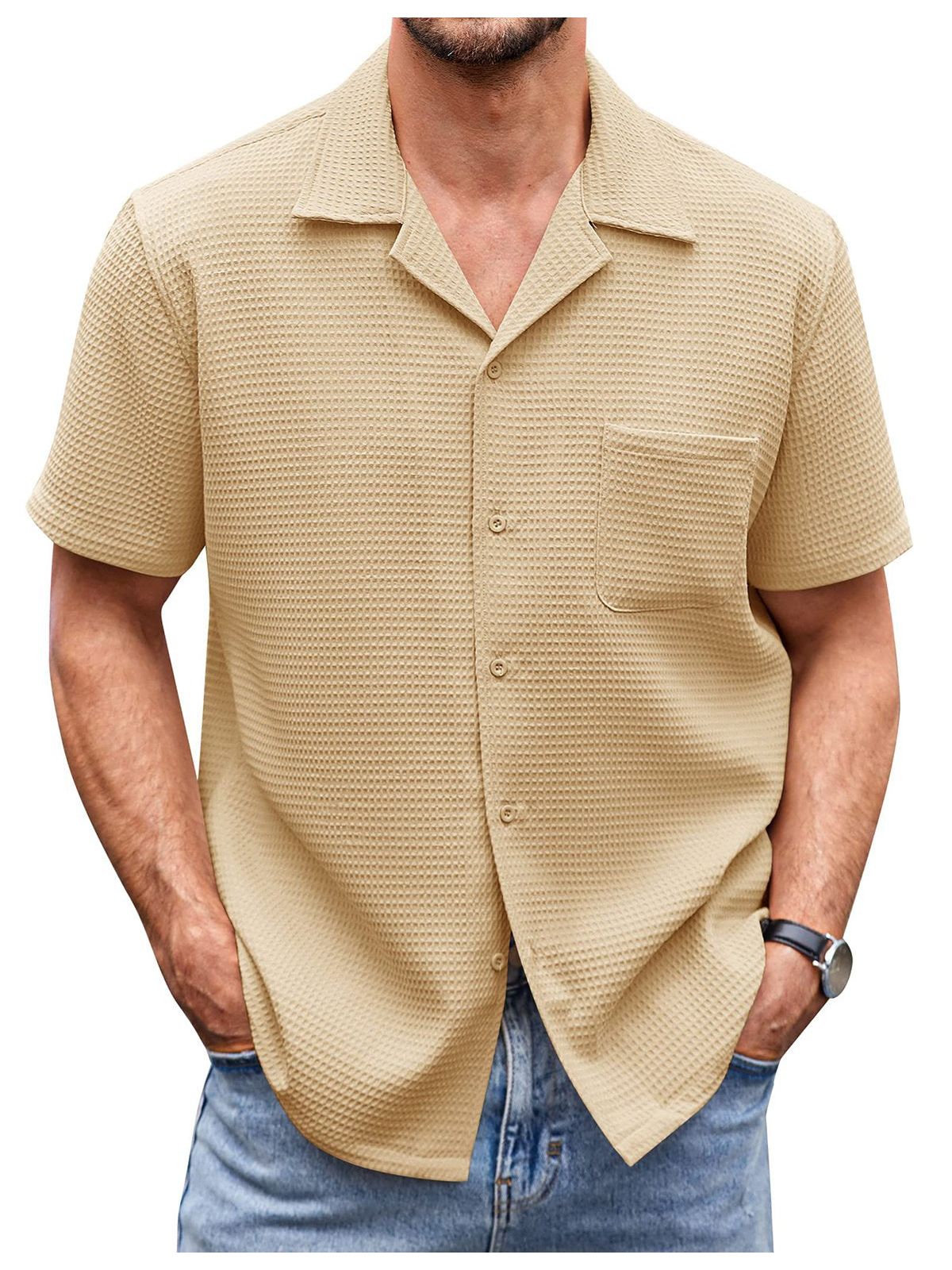 Waffle Basic Simple Everyday Casual Shirt