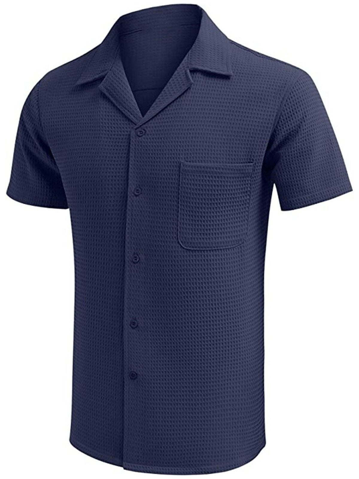 Waffle Basic Simple Everyday Casual Shirt