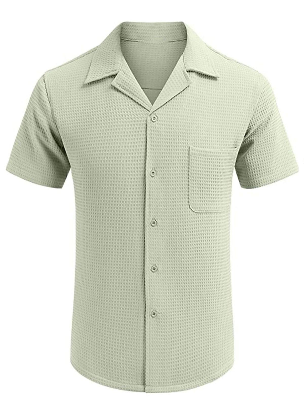 Waffle Basic Simple Everyday Casual Shirt