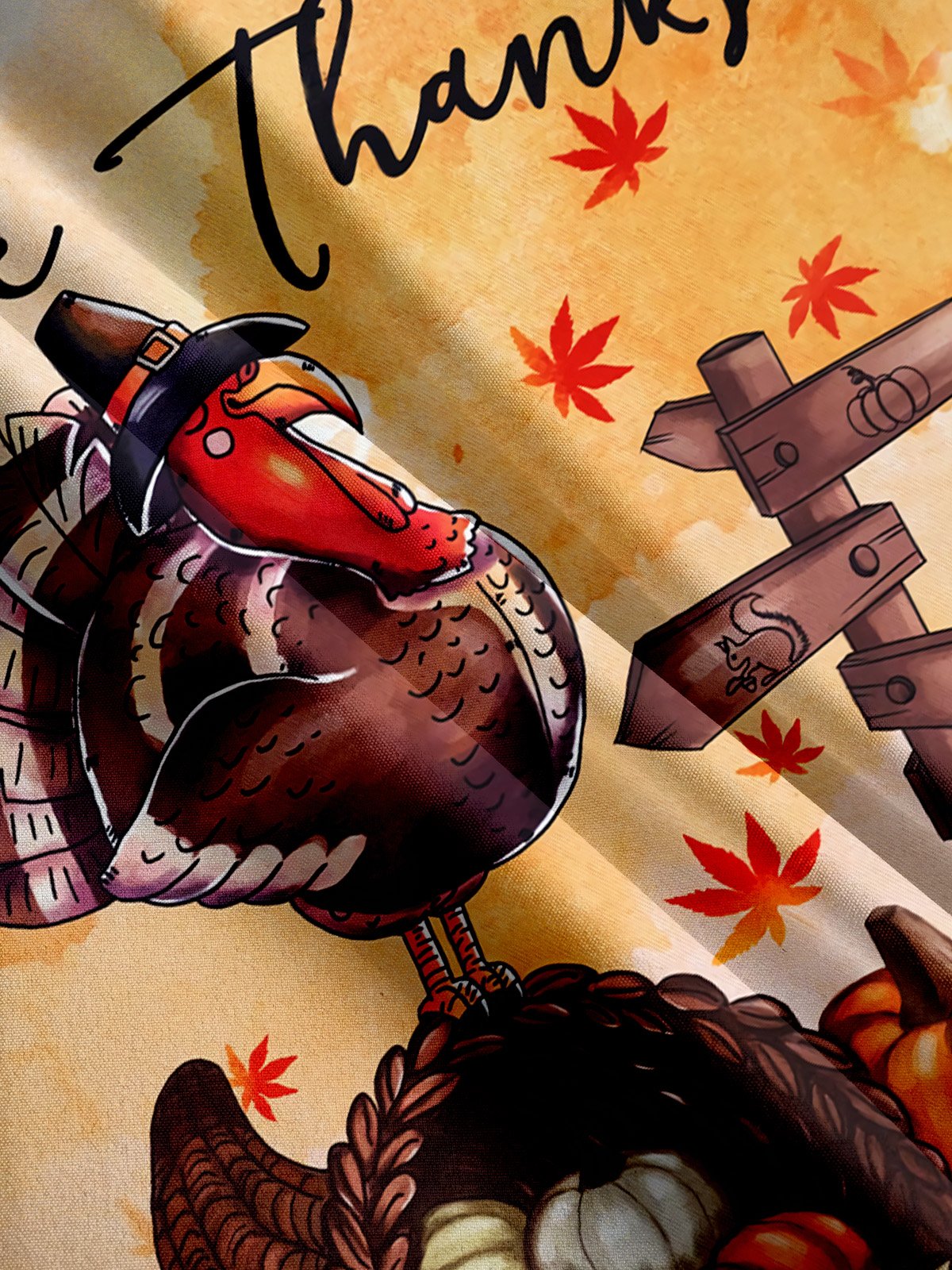 Thanksgiving Harvest Turkey Print Short Sleeve Shirt