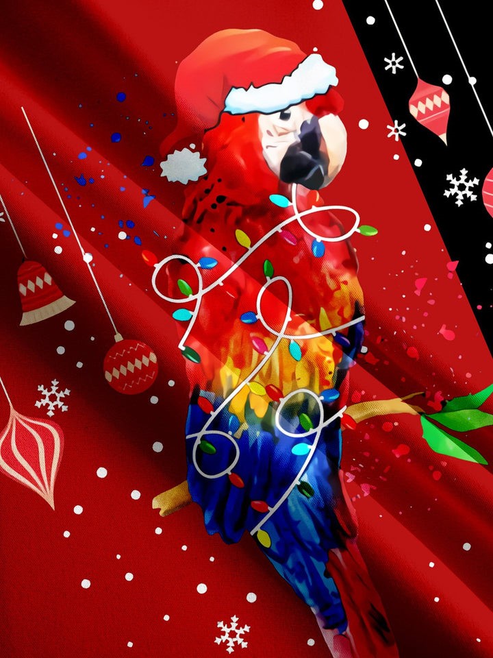 Christmas Parrot Print Casual Shirt