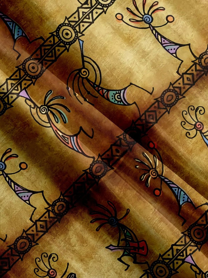 Vintage Western Kokopelli Print Short Sleeve Shirt