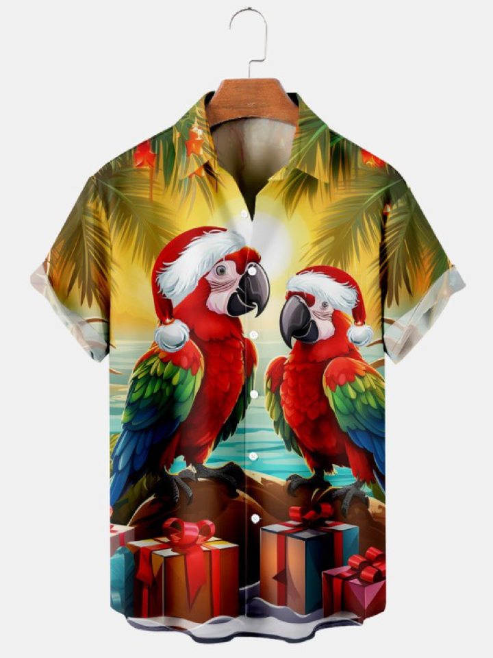 Seaside Parrot Holiday Printed Shirt