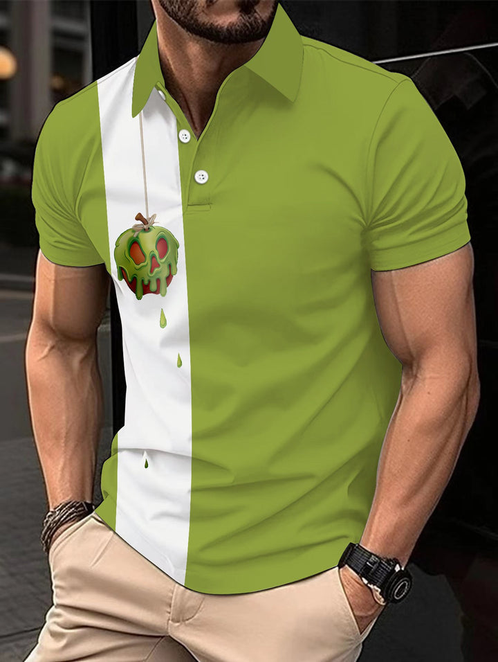 Halloween Fun Apple Print Casual Short Sleeve