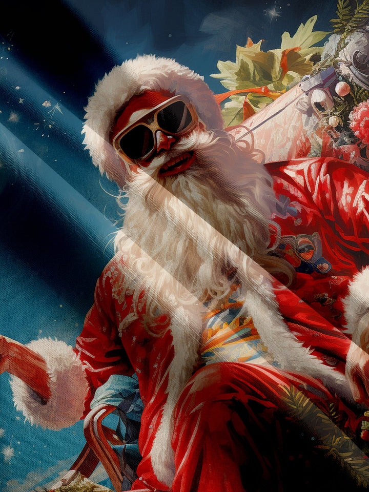 Vintage Santa Claus Print Short Sleeve Shirt