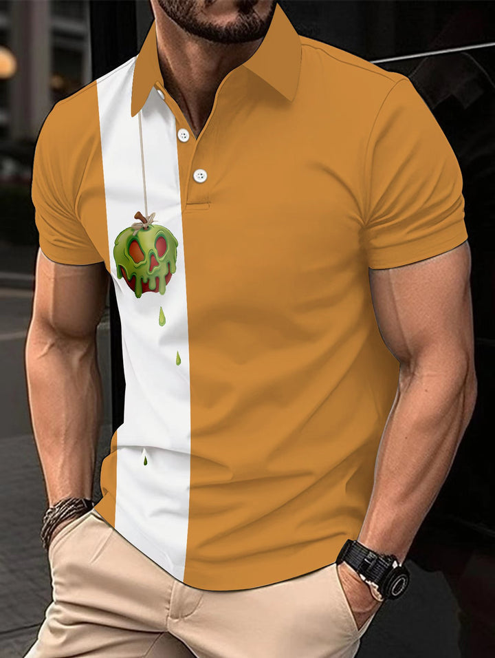 Halloween Fun Apple Print Casual Short Sleeve