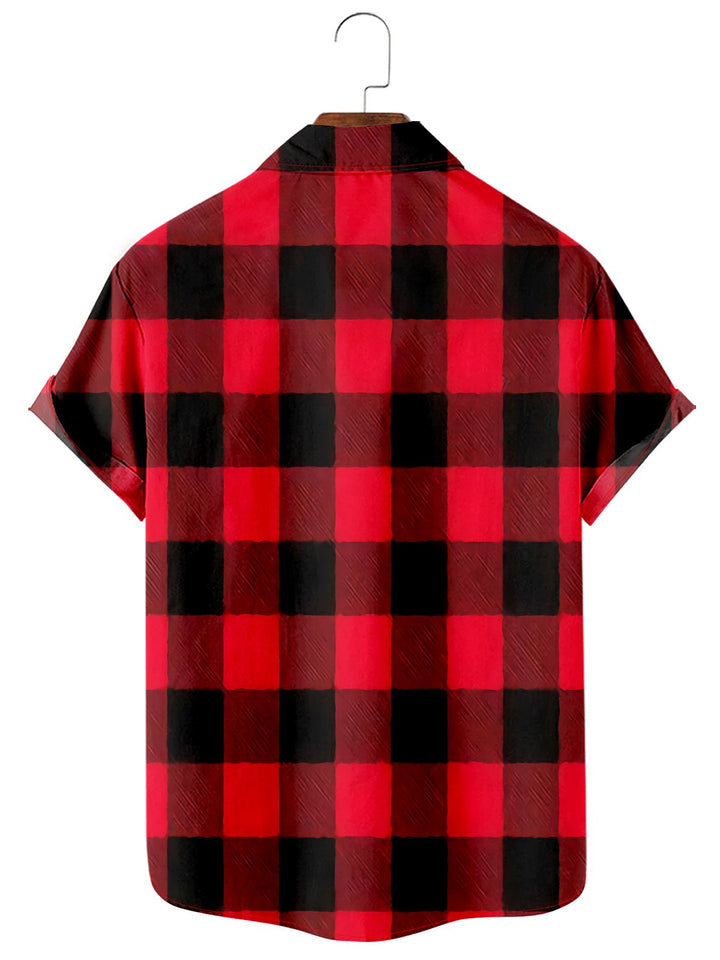 Christmas Themed Elk Print Check Shirt