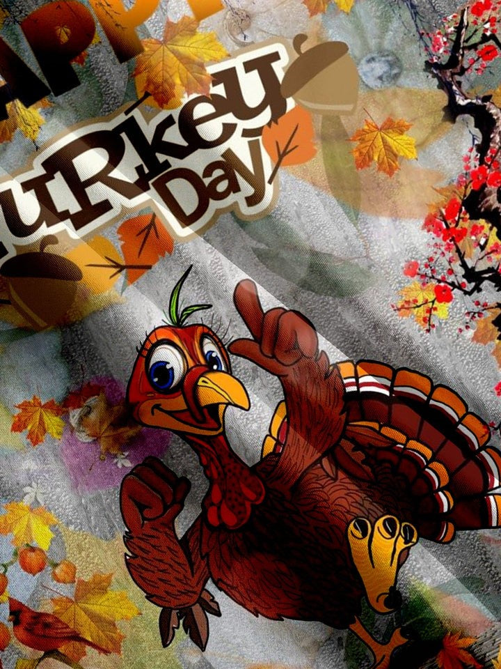 Retro Turkey Fallen Leaf Print Short Sleeve Shirt