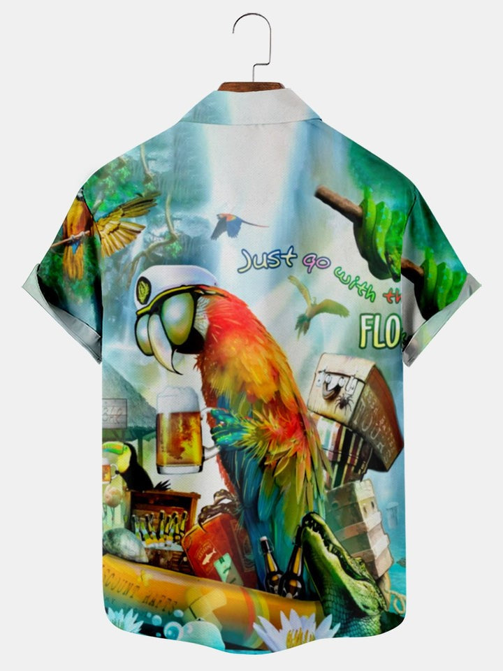 Parrot In The Hawaiian Forest Short Sleeve Shirt